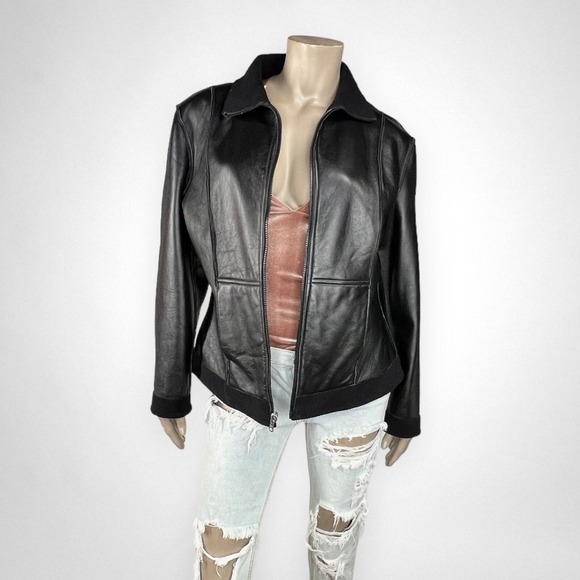WILSONS Leather LARGE Reversible Black Leather‎ Jacket
